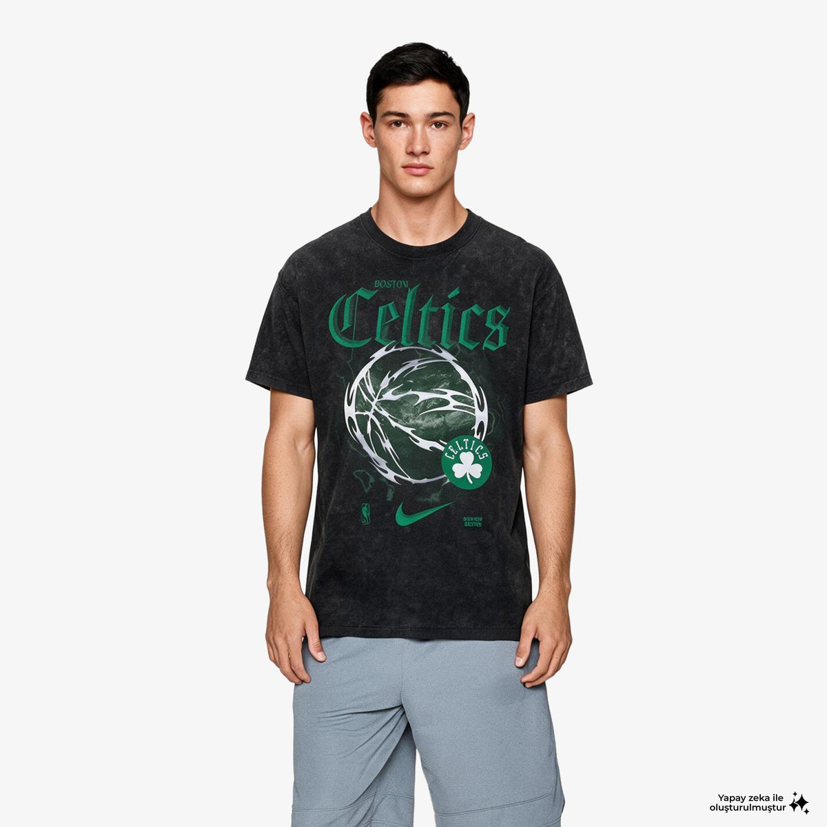Nike Boston Celtics Courtside Haloween Erkek Siyah T-shirt