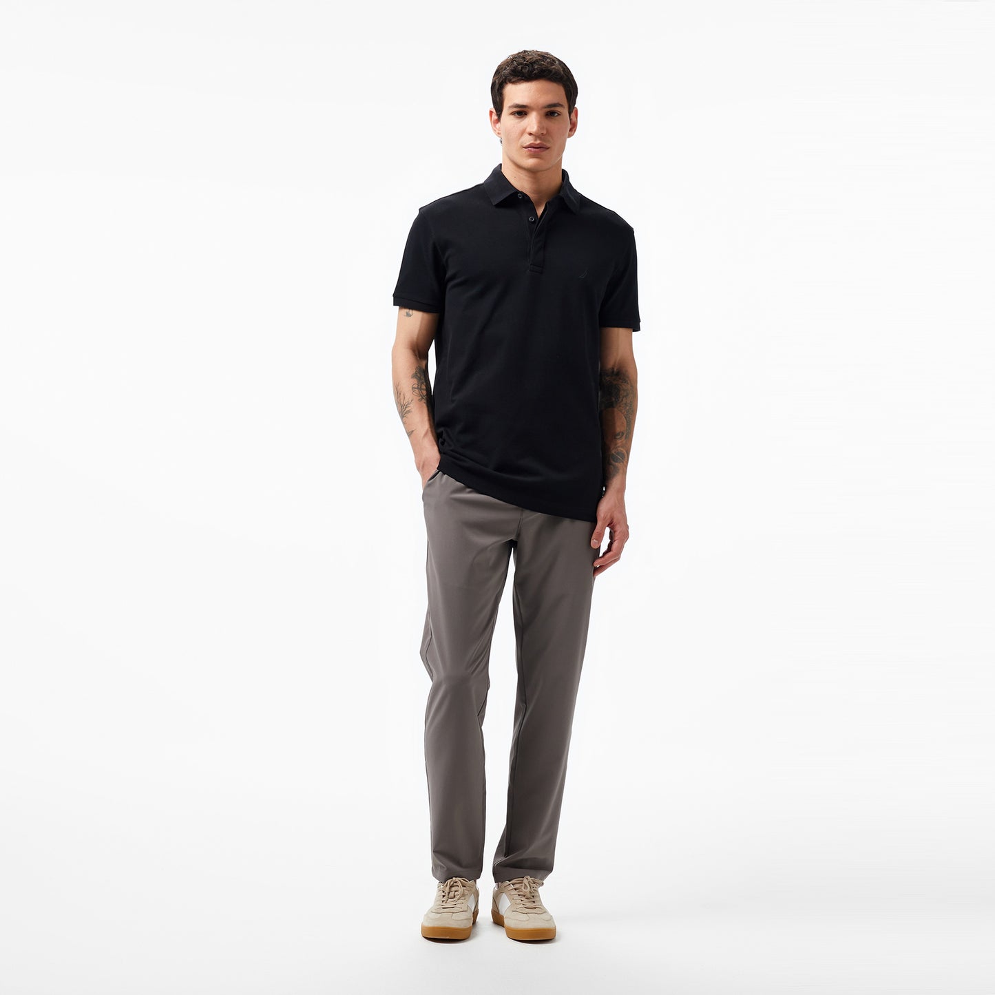 Nautica Erkek Siyah Slim Fit Kısa Kollu Polo Yaka T-shirt
