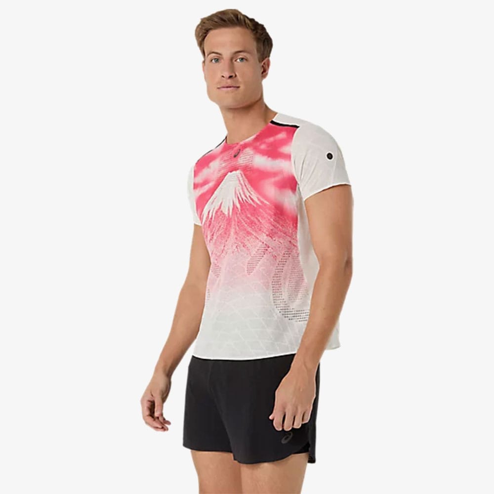 Asics Fujitrail Elite Graphic Ss Top Erkek Krem T-shirt