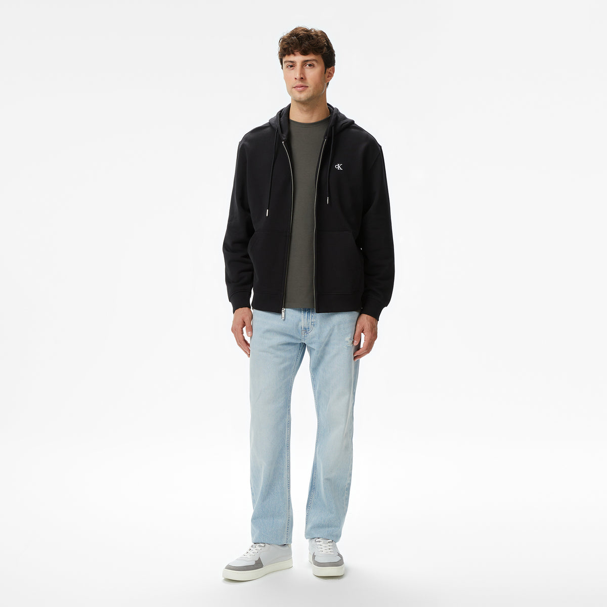 Calvin Klein Terry Monogram Erkek Siyah Hoodie