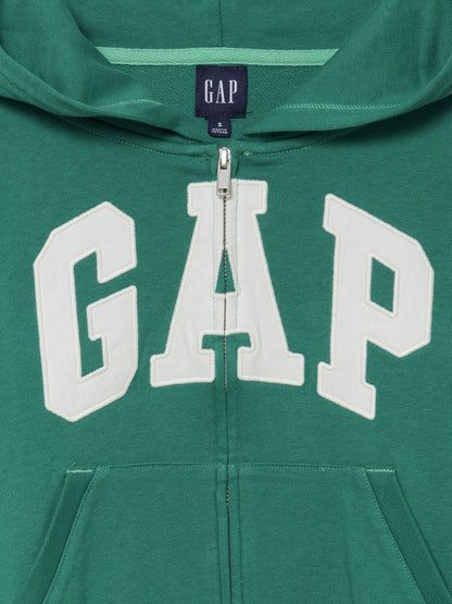 Yeşil Fransız Havlu Kumaş Oversized Gap Logo Fermuarlı Sweatshirt