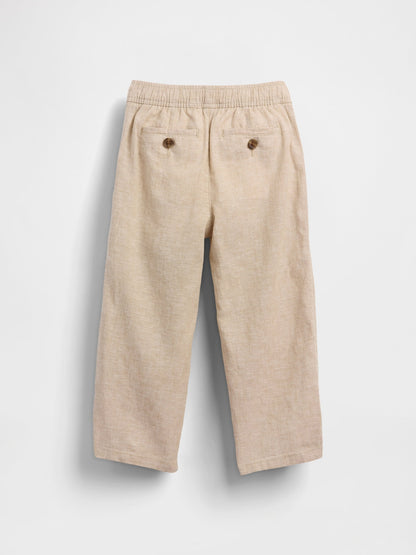 Bej Keten Karışımı Pull-on Pantolon