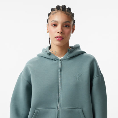 Calvin Klein Scuba Cropped Oversized Kadın Petrol Yeşili Hoodie
