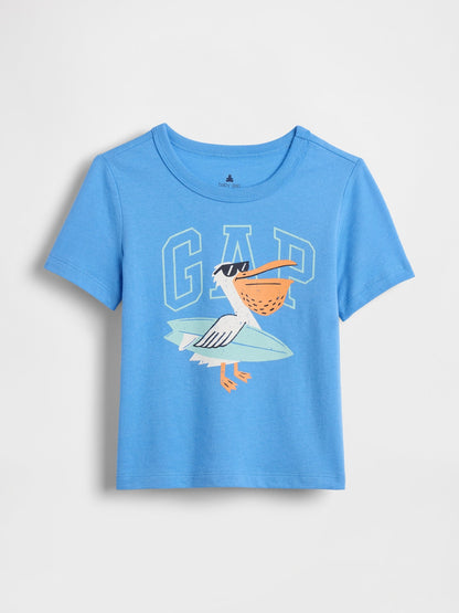 Açık Mavi Grafik Logo T-shirt