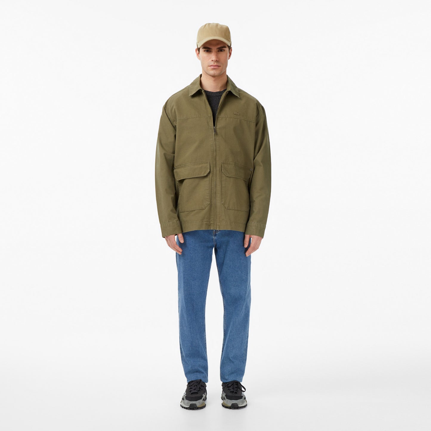 Lacoste Erkek Relaxed Fit Fermuarlı Haki Ceket