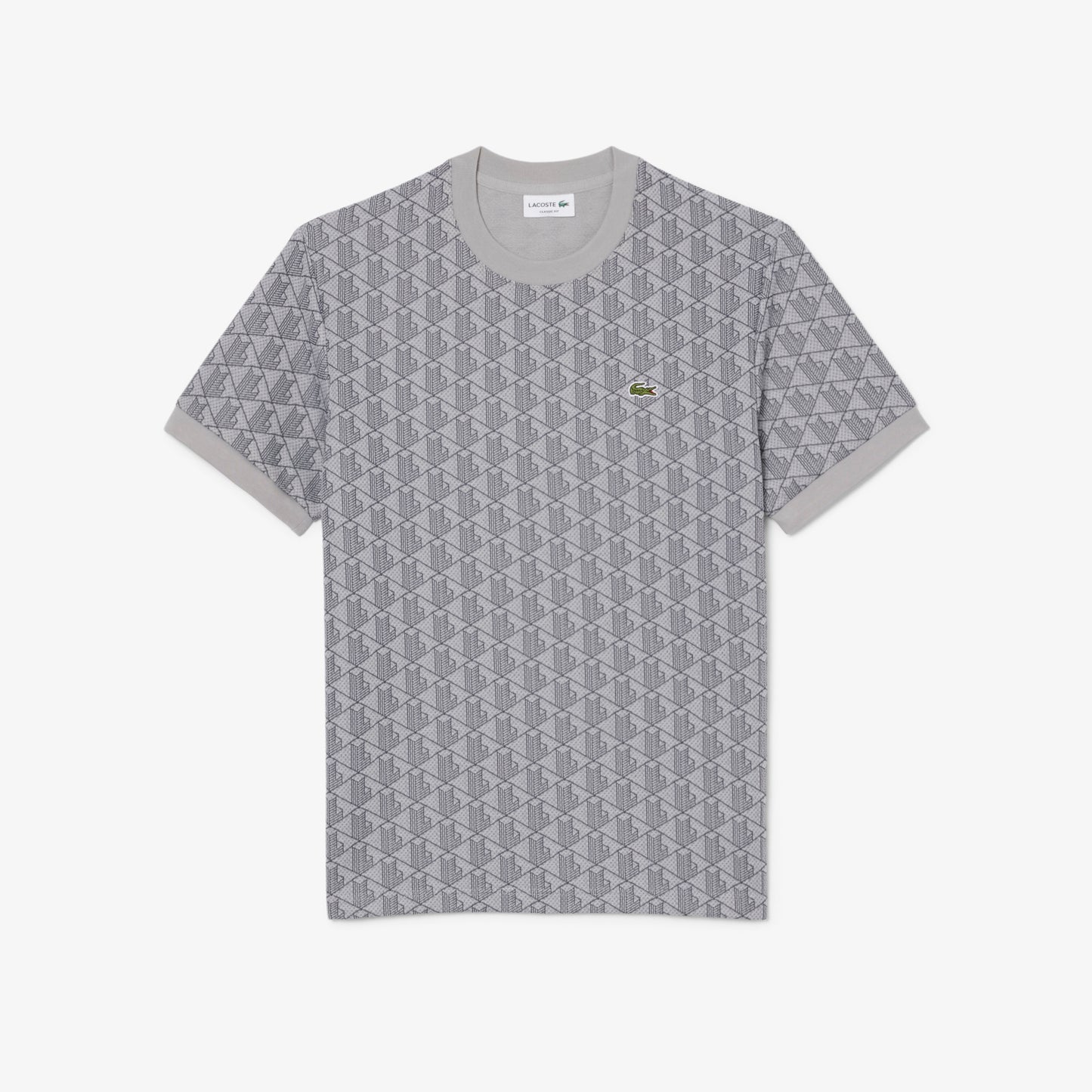 Lacoste Erkek Classic Fit Bisiklet Yaka Monogram Gri T-shirt