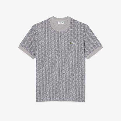 Lacoste Erkek Classic Fit Bisiklet Yaka Monogram Gri T-shirt