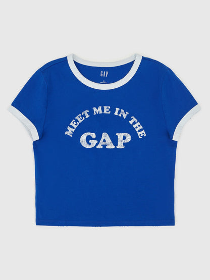 Koyu Mavi Gap Logo Crop T-shirt