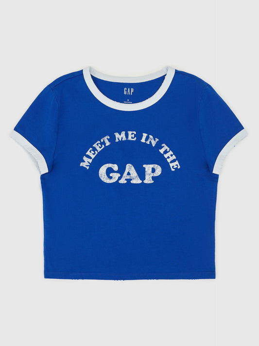 Koyu Mavi Gap Logo Crop T-shirt
