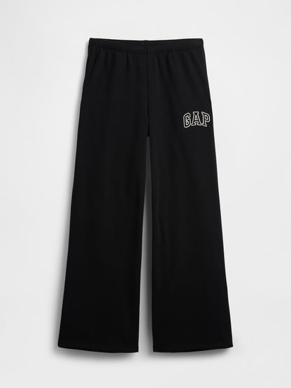 Siyah Gap Logo Fransız Havlu Kumaş Wide-leg Jogger Eşofman Altı