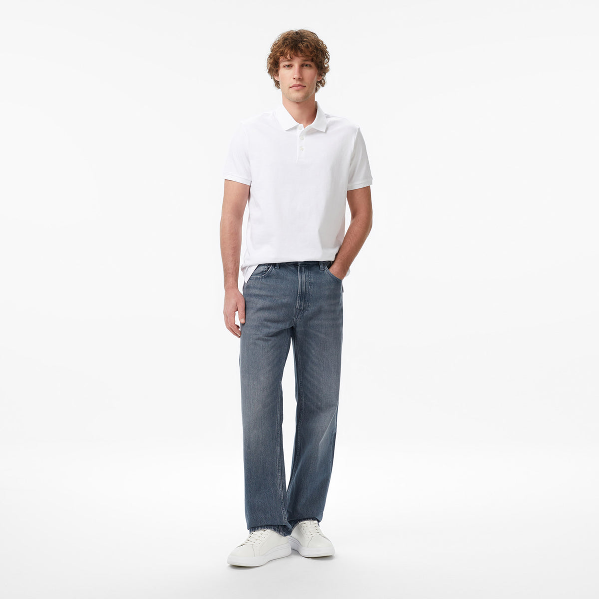 Calvin Klein Classic Monogram Erkek Beyaz Polo