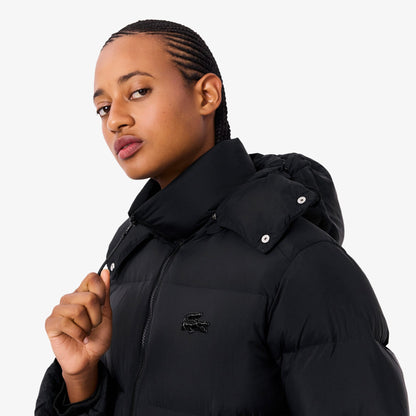 Lacoste Relaxed Fit Kapüşonlu Kadın Siyah Mont