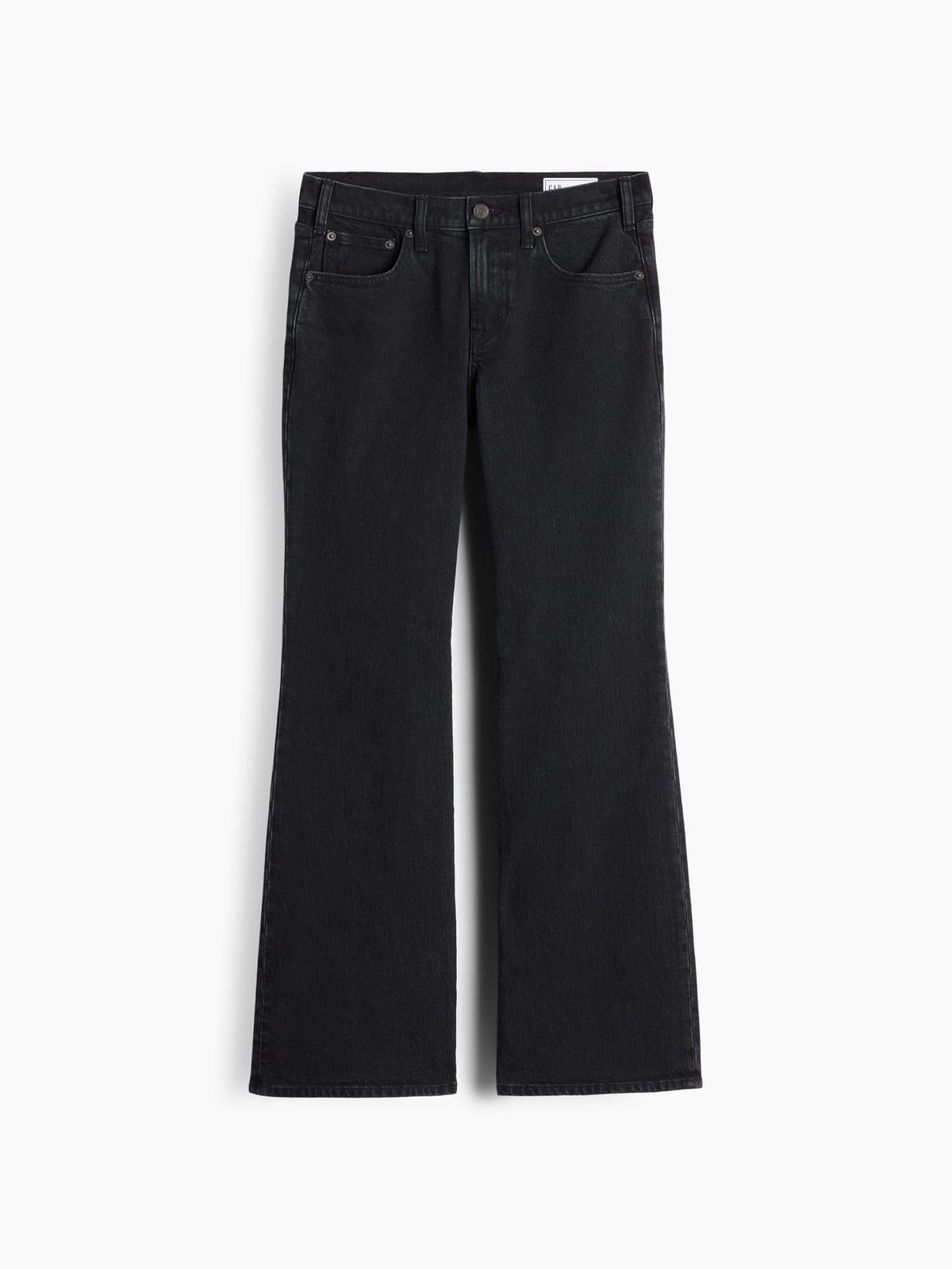 Siyah Mid Rise Relaxed Flare Jean Pantolon