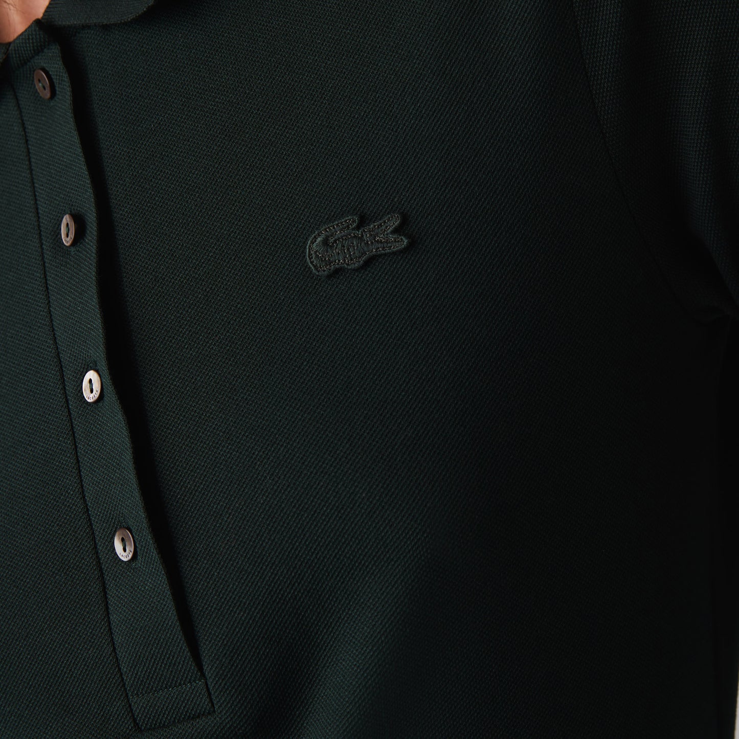 Lacoste Kadın Slim Fit Uzun Kollu Koyu Yeşil Polo
