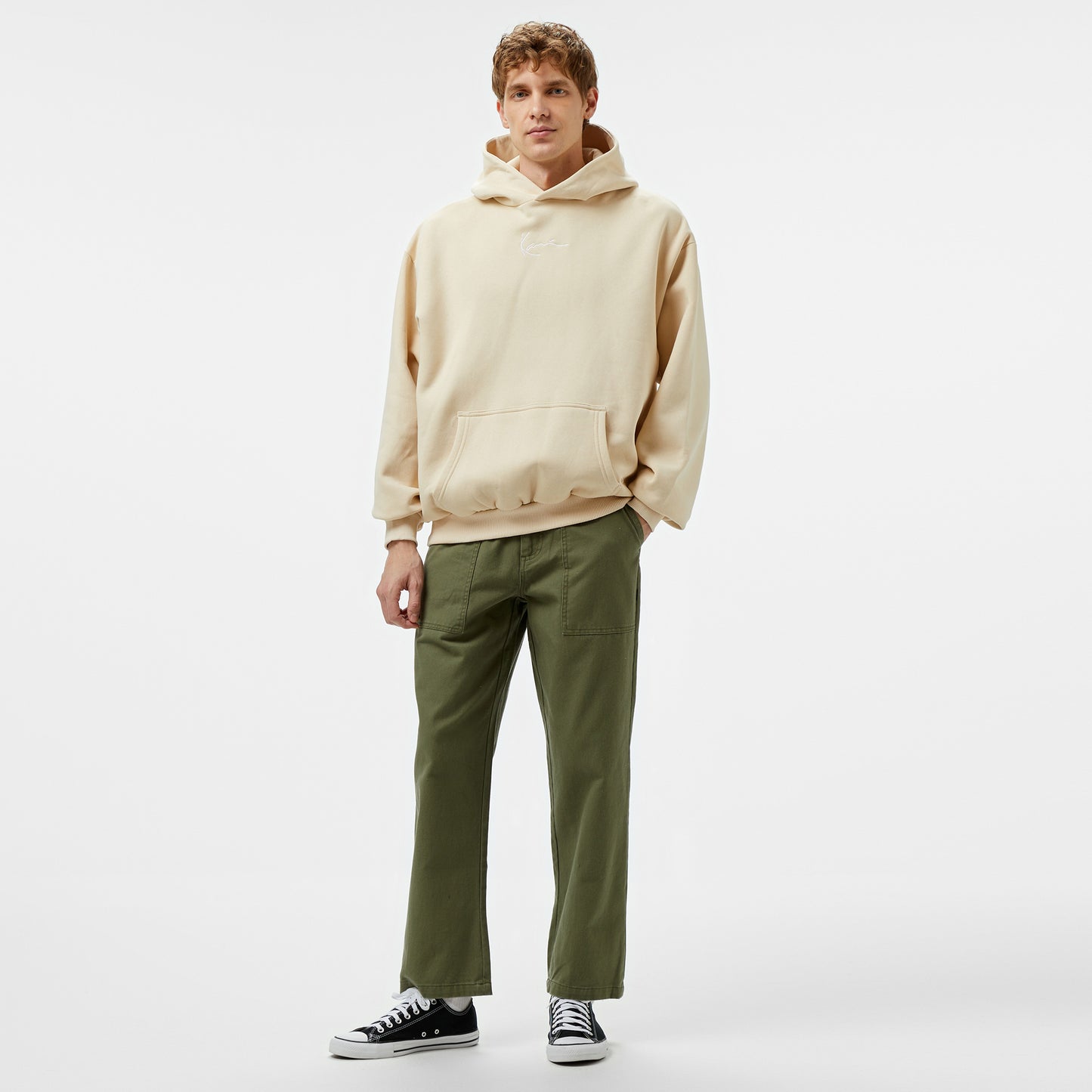 Karl Kani Small Signature Essential Os Erkek Krem Hoodie