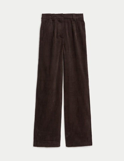 Saf Pamuklu Wide Leg Kadife Pantolon