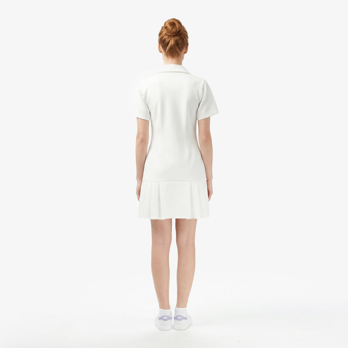 Lacoste Kadın Classic Fit Kısa Kollu Polo Yaka Krem Elbise