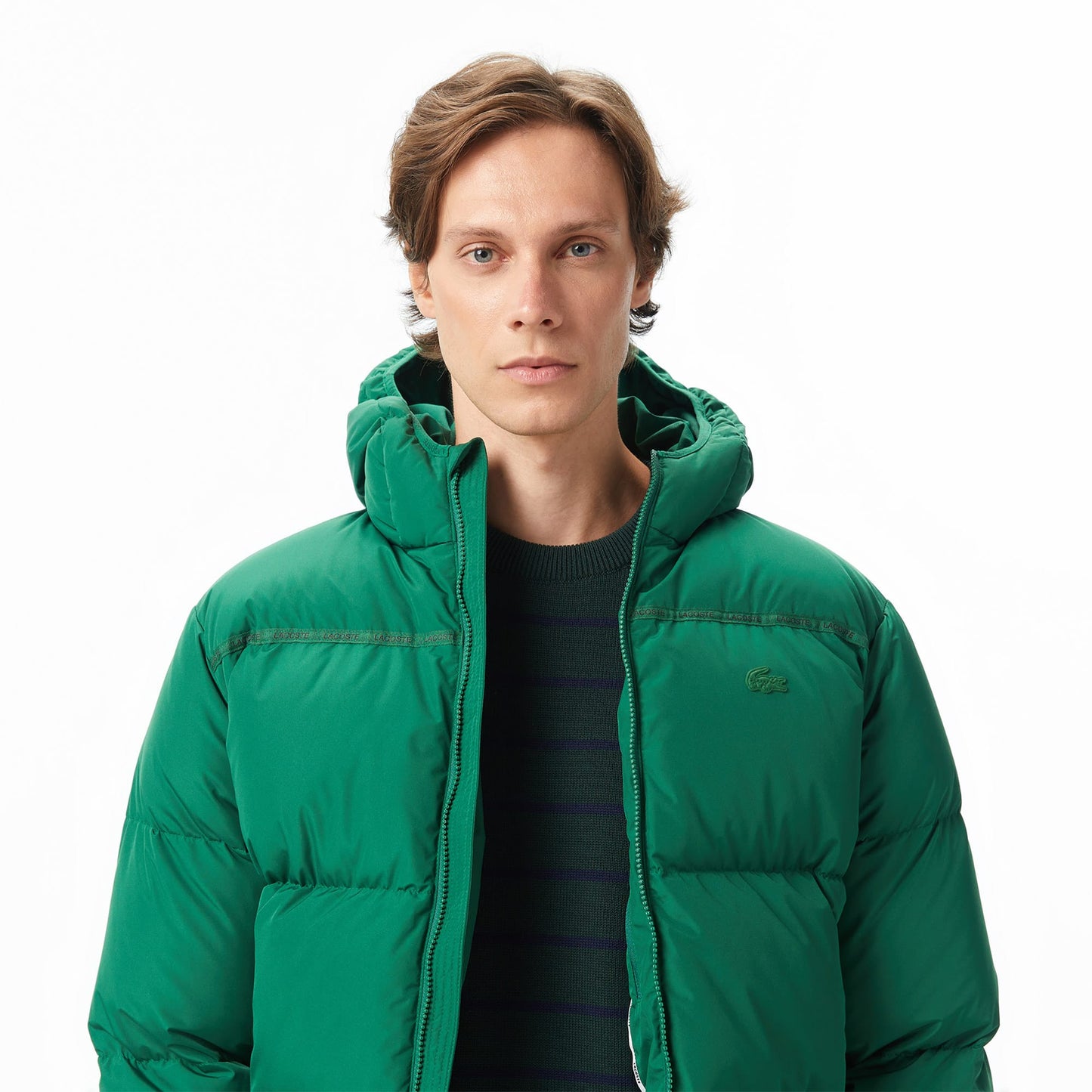 Lacoste Erkek Relaxed Fit Kapüşonlu Yeşil Mont