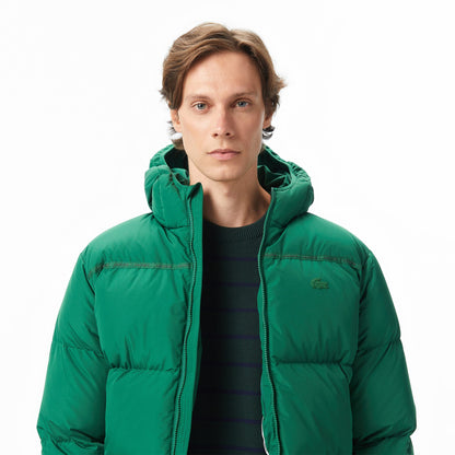 Lacoste Erkek Relaxed Fit Kapüşonlu Yeşil Mont