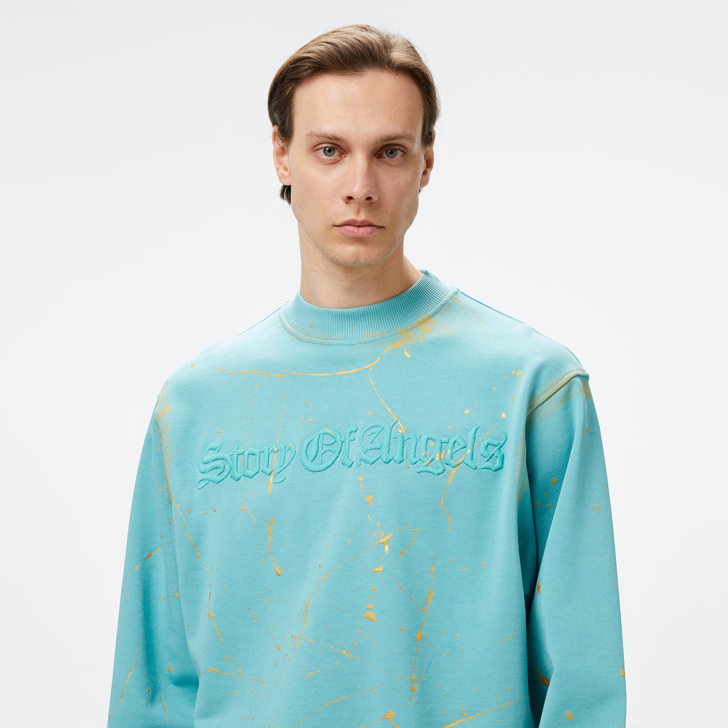 Story Of Angels Soa Gold Angel Hand-dye Erkek Mavi Sweatshirt