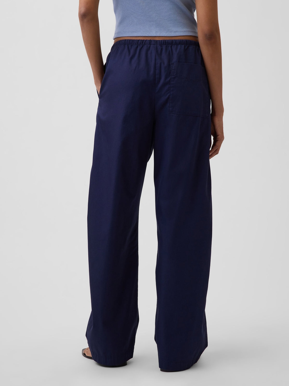 Lacivert Poplin Easy Barrel Pantolon