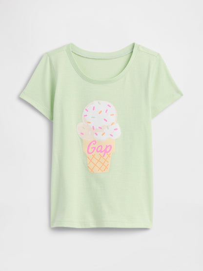 Yeşil Grafik Baskılı T-shirt
