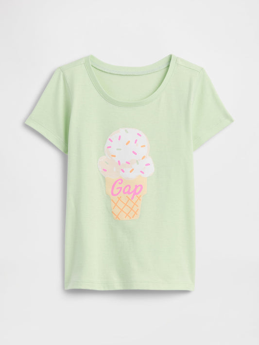 Yeşil Grafik Baskılı T-shirt