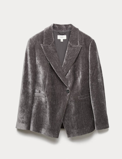 Dokulu Kadife Blazer Ceket