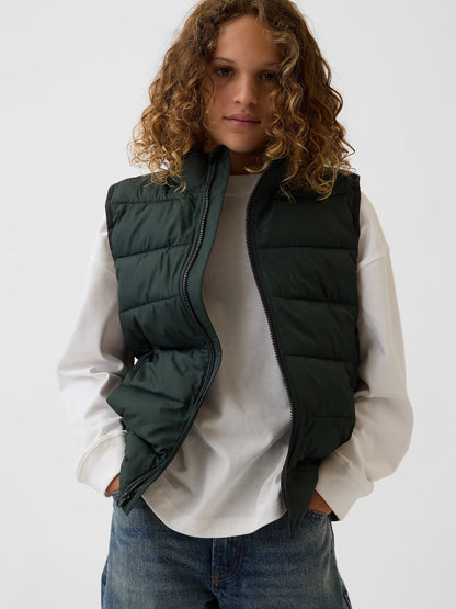 Koyu Yeşil Recycled Lightweight Puffer Şişme Yelek