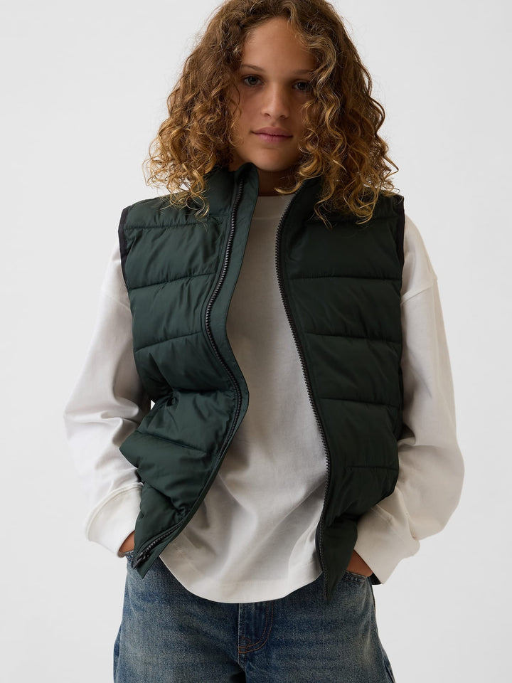 Koyu Yeşil Recycled Lightweight Puffer Şişme Yelek