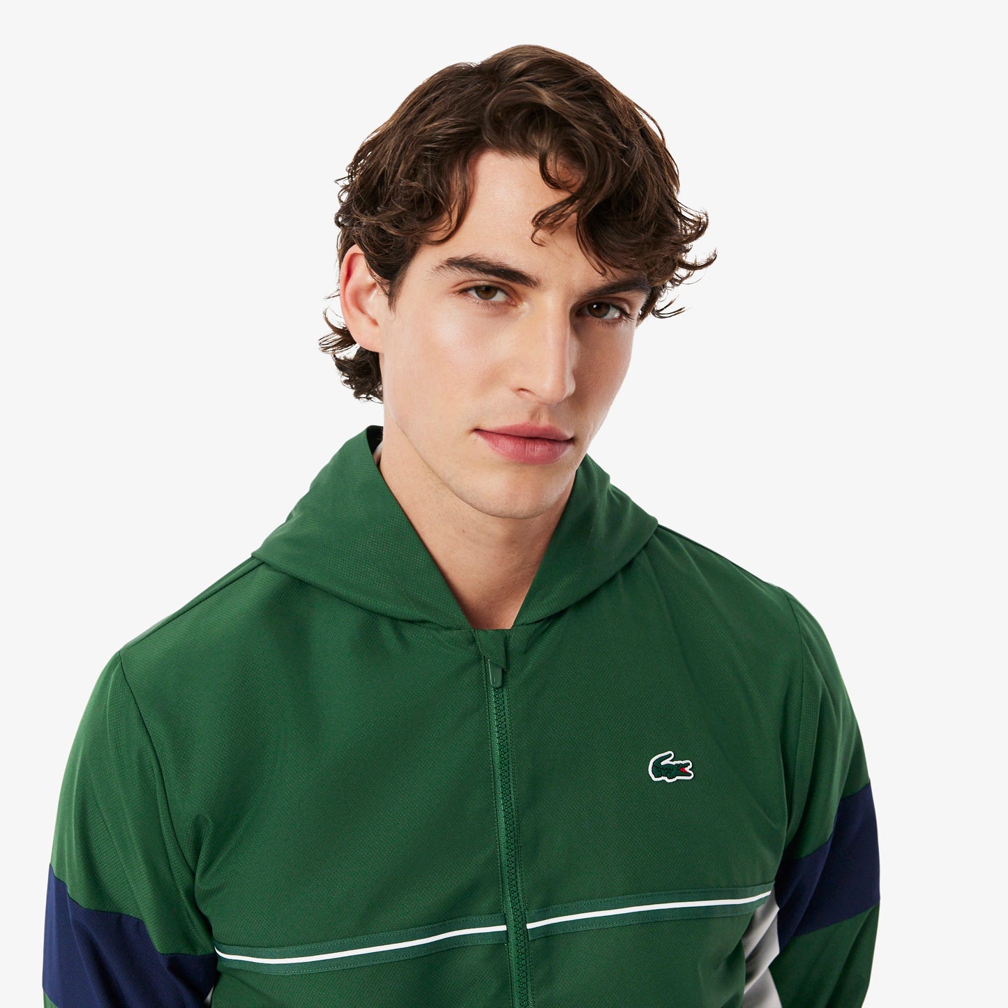 Lacoste Erkek Regular Fit Kapüşonlu Renk Bloklu Yeşil Ceket
