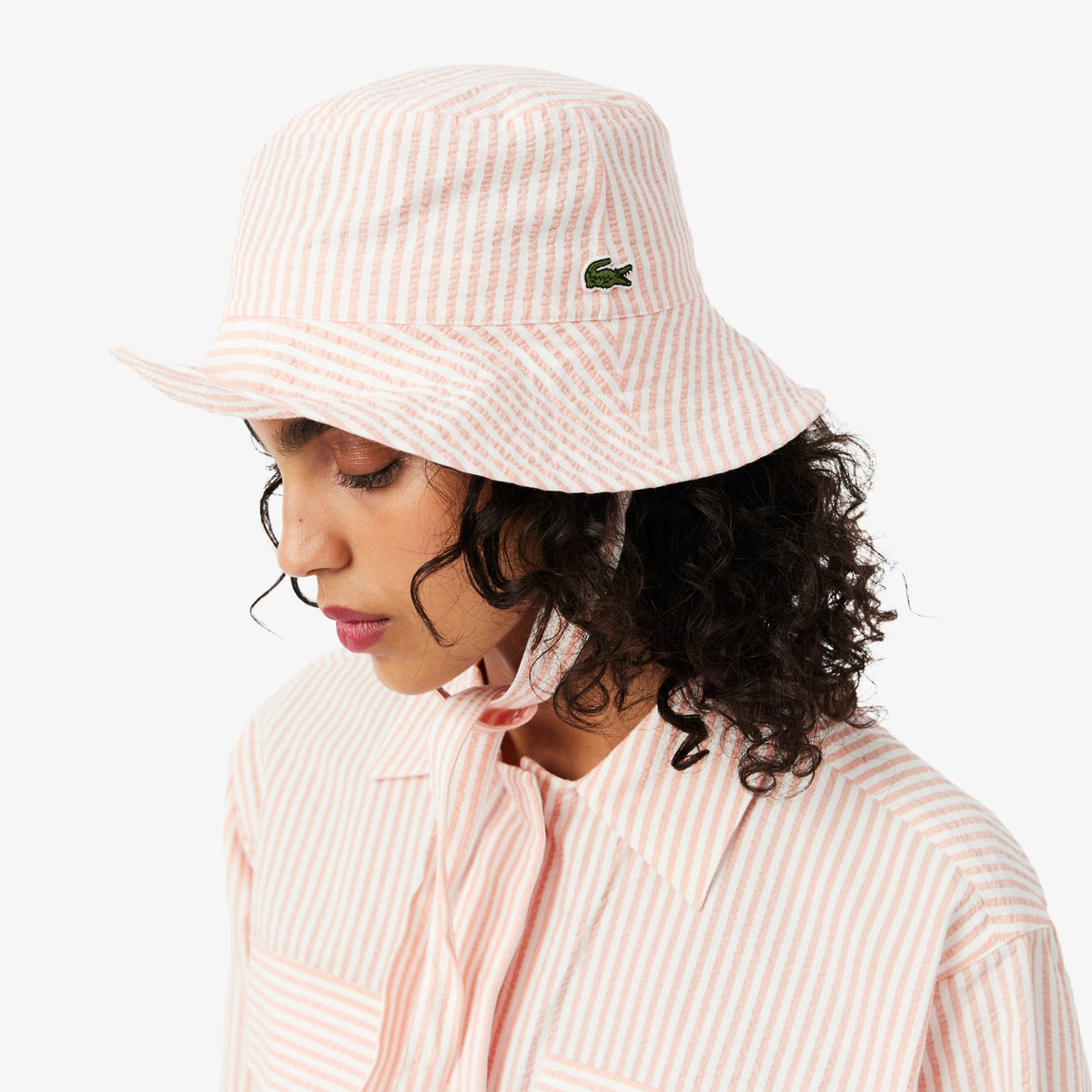 Lacoste Çizgili Kadın Pembe Şapka