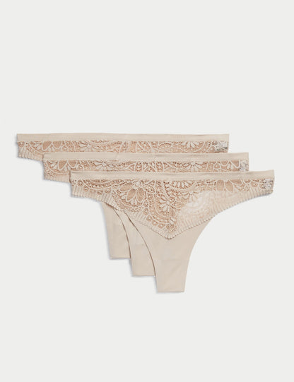 3'lü Body Soft™ Dantel Detaylı Tanga Seti