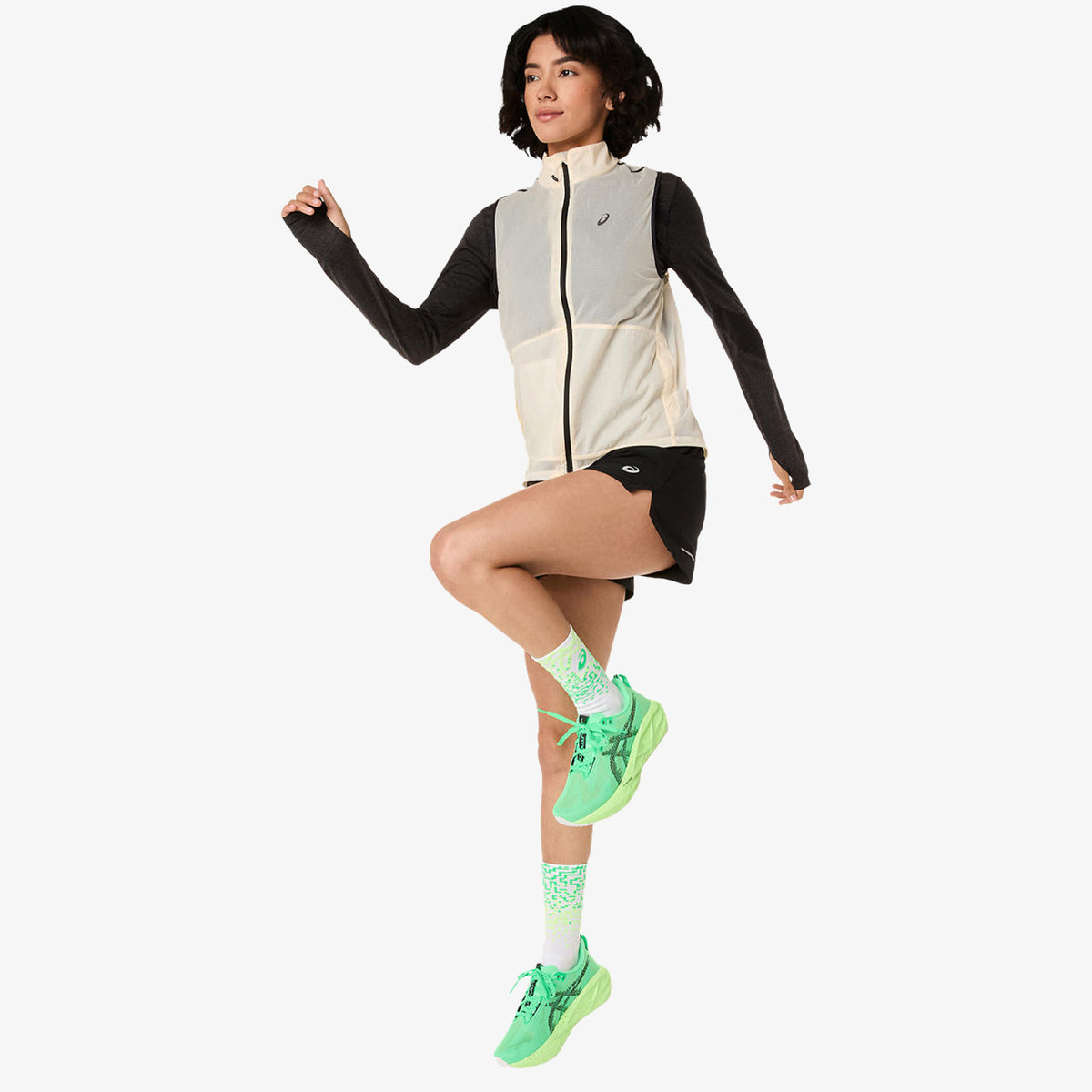 Asics Metarun Packable Gilet Kadın Krem Koşu T-shirt