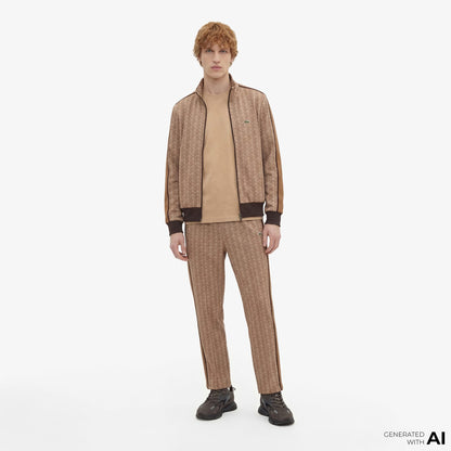 Lacoste Erkek Regular Fit Dik Yaka Monogram Kahverengi Sweatshirt