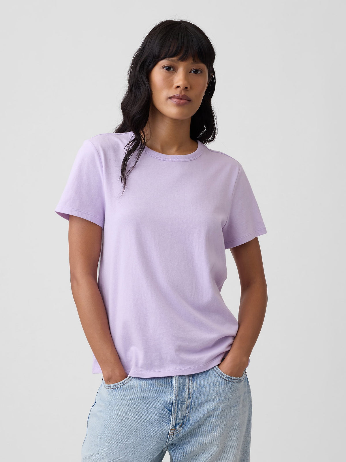 Lila Favorite Bisiklet Yaka T-shirt