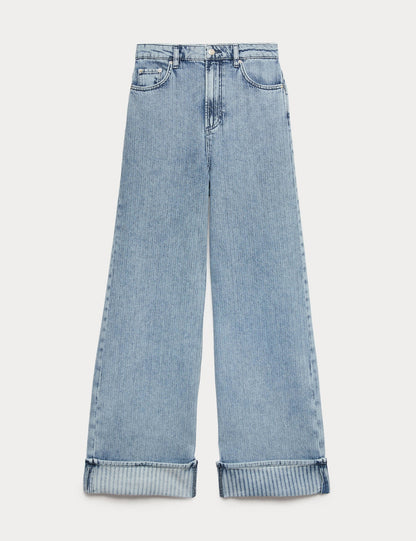 Yüksek Bel Lyocell Karışımlı Geniş Paça Jean