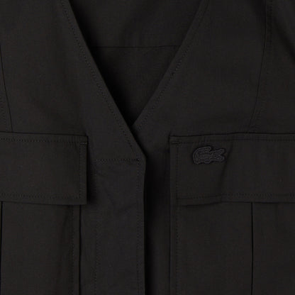 Lacoste Kadın Classic Fit Kolsuz V Yaka Siyah Elbise