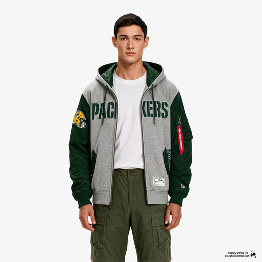 New Era Alpha Industries X Green Bay Packers Ma-1 Erkek Polar Ceket