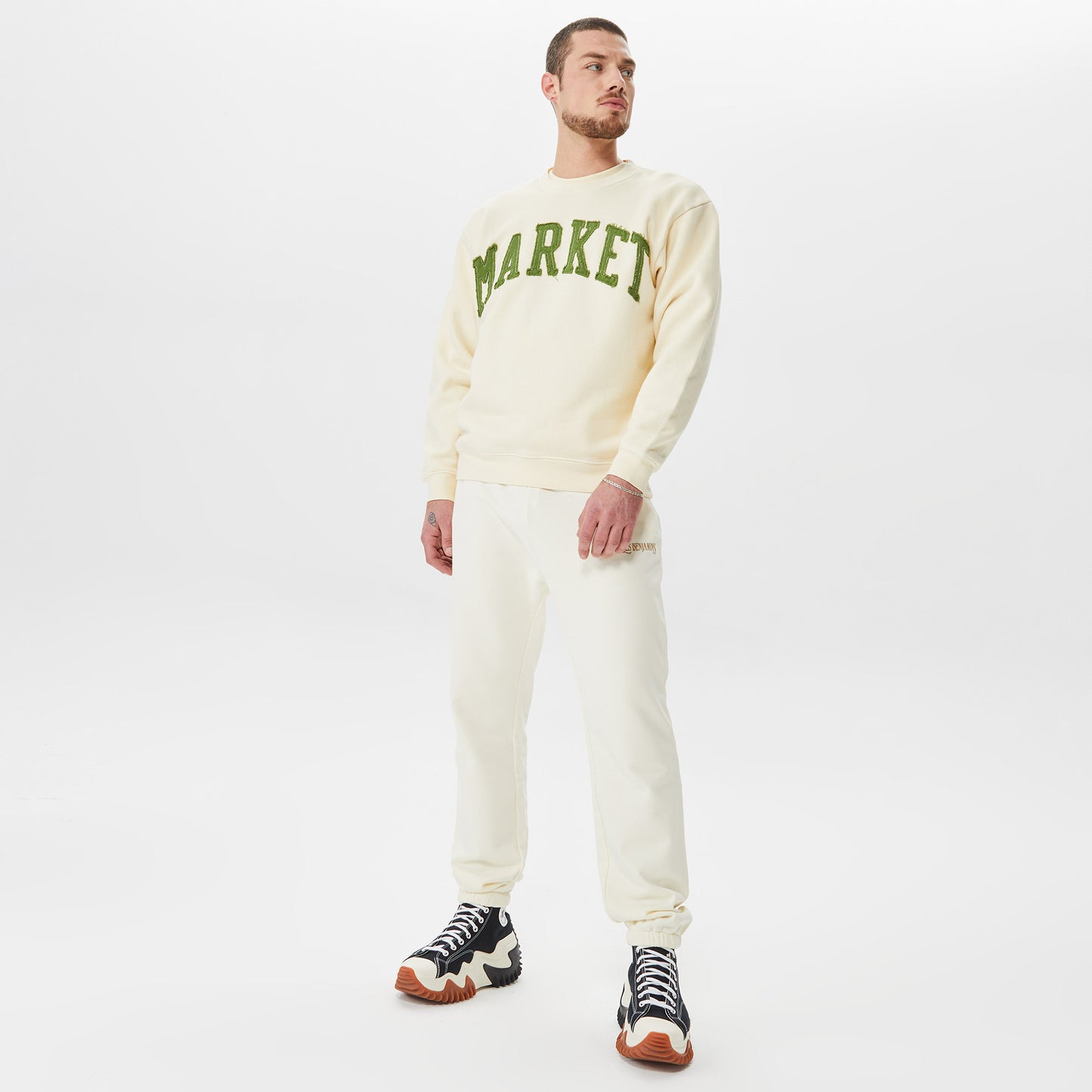 Market Vintage Wash Crewneck Erkek Bej Sweatshirt