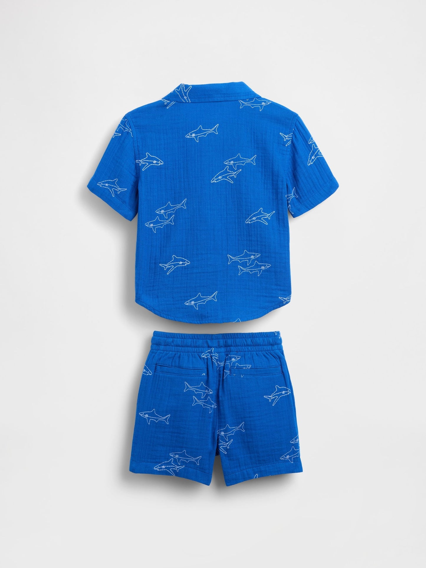 Mavi Pamuk Gauze Polo Outfit Set