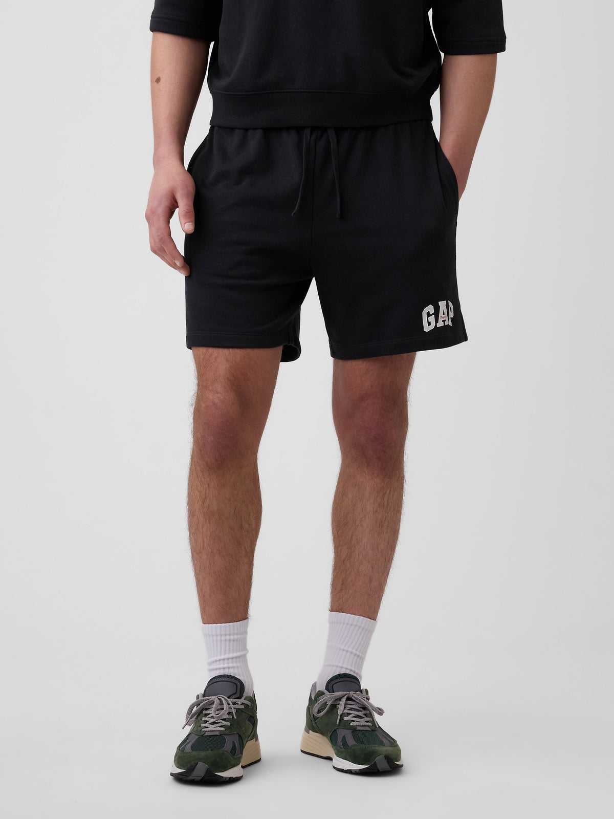 Siyah Relaxed Gap Logo Fransız Havlu Kumaş Şort