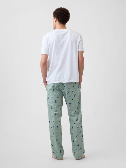 Yeşil Relaxed Poplin Pijama Altı