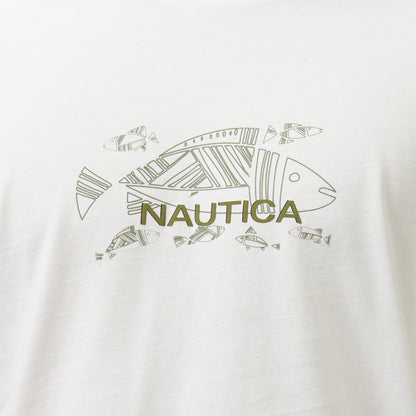 Nautica Erkek Beyaz Regular Fit Baskılı T-shirt