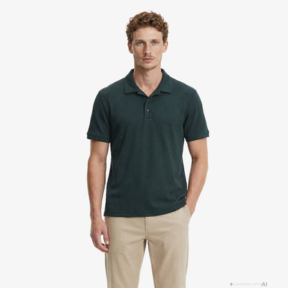Calvin Klein Easy Micro Waffle Camp Erkek Yeşil Polo