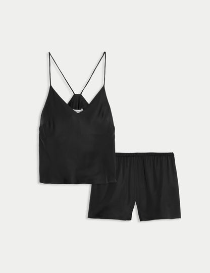 Ince Askılı Saten Şortlu Pijama Takımı