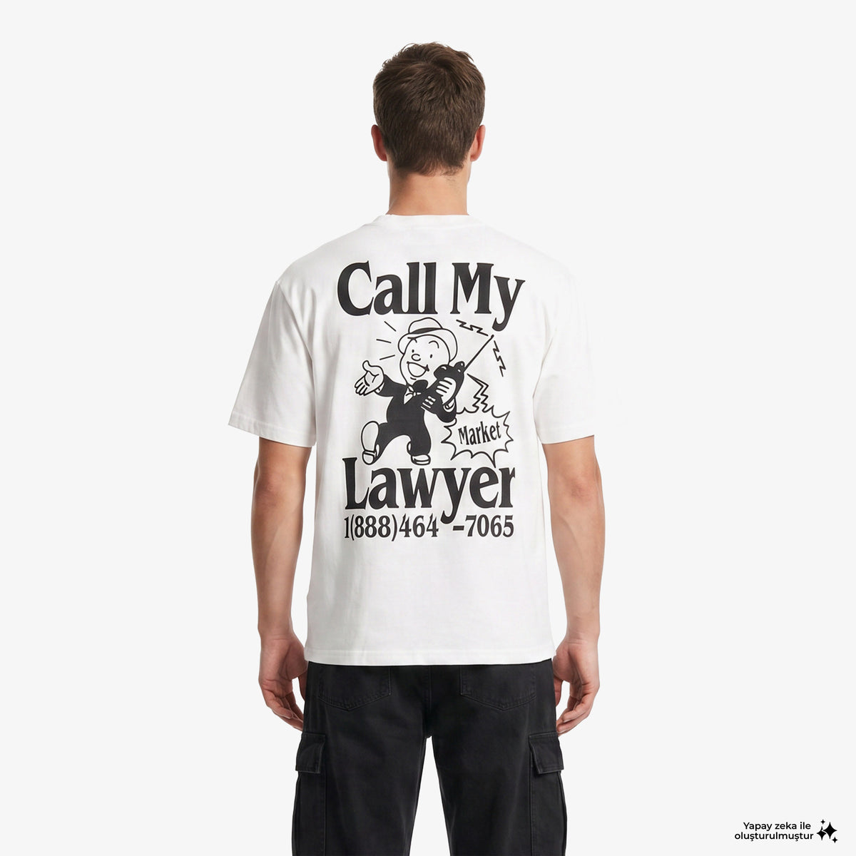 Market Walking And Talking Lawyer Erkek Beyaz T-shirt