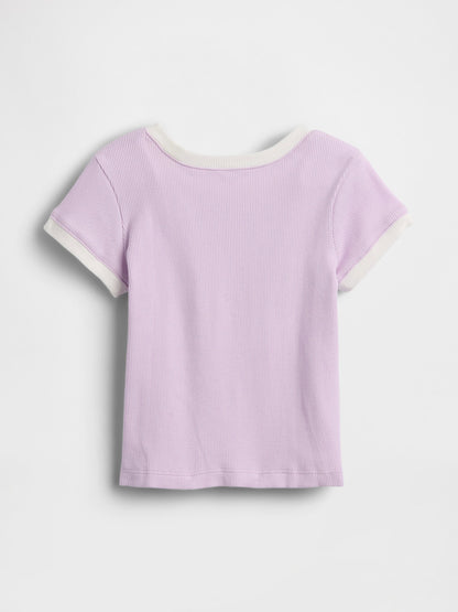 Lila Logo Fitilli Ringer T-shirt