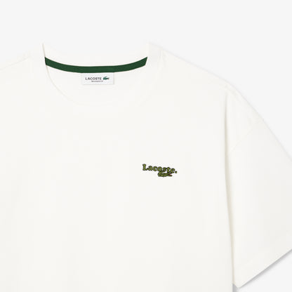 Lacoste Kadın Relaxed Fit Bisiklet Yaka Beyaz T-shirt