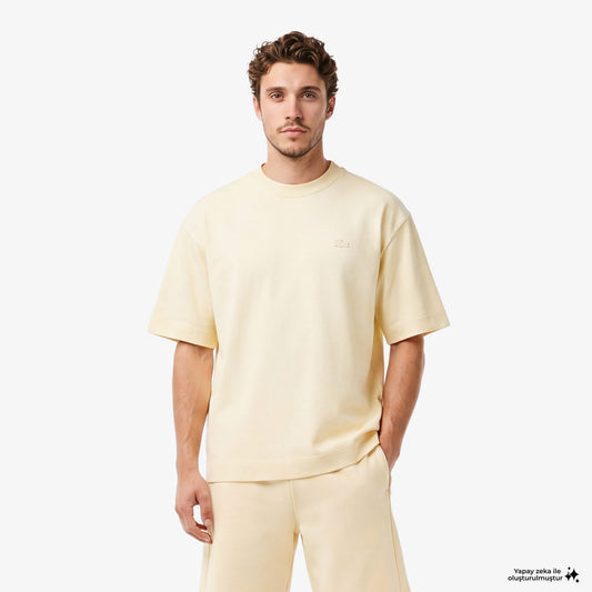 House Of Superstep X Lacoste Kapsul Koleksiyon Erkek Bej T-shirt